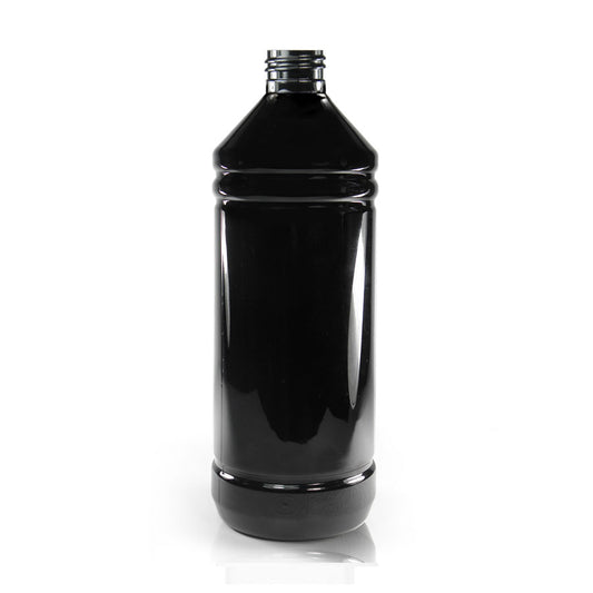 1 Litre Glossy Black Plastic Bottle