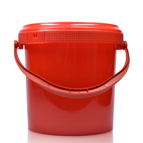 1 Litre Red Plastic Bucket With Lid